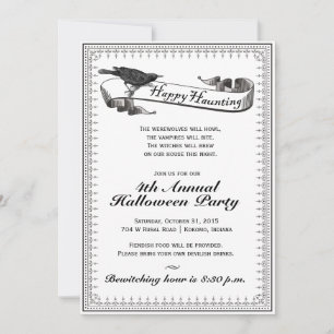 Happy Haunting Classic Halloween Invite Kaart