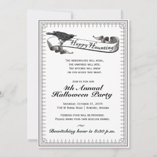 Happy Haunting Classic Halloween Invite Kaart