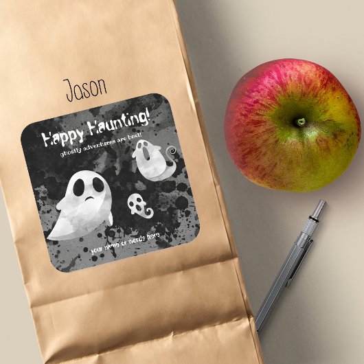 Happy Haunting Ghobold Adventures Vierkante Sticker