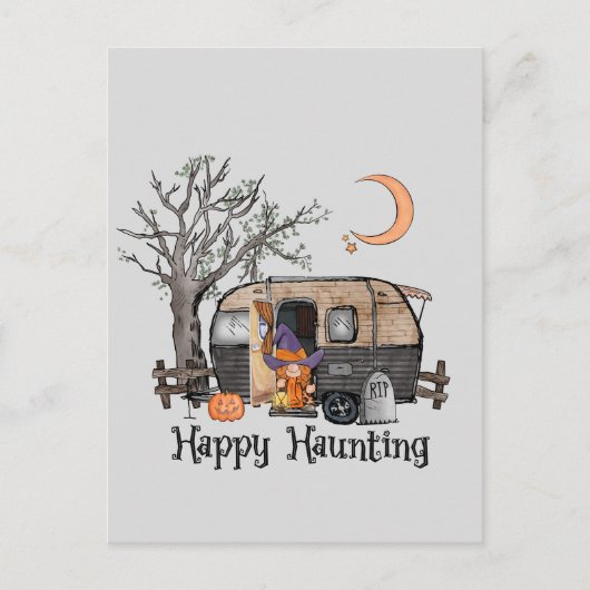 Happy Haunting | Halloween Camper | Spooky Briefkaart (Voorkant)
