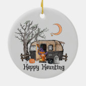 Happy Haunting | Halloween Camper | Spooky Witch Keramisch Ornament (Achterkant)