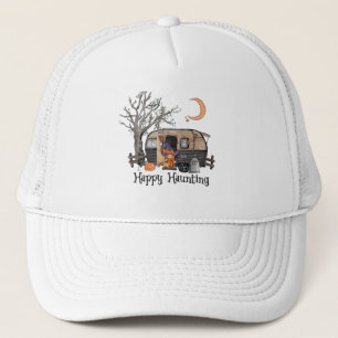 Happy Haunting Halloween Camper Spooky Witch Trucker Pet