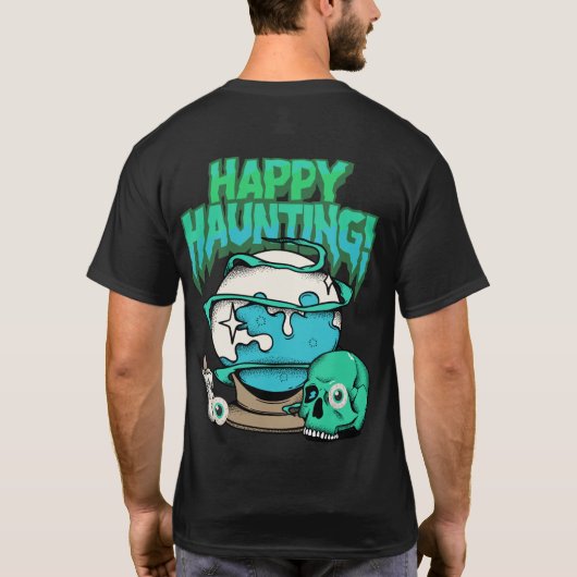 "Happy Haunting" Halloween T-Shirt – Fun & Spooky (Achterkant)