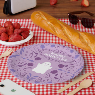 "Happy Haunting" Mooie Halloween Geest Papieren Bo Bordje