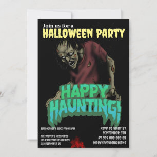 Happy Haunting Zombie Halloween Party Uitnodiging