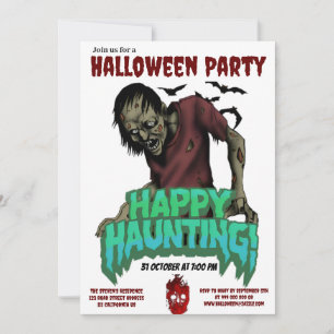 Happy Haunting Zombie Halloween Party Uitnodiging
