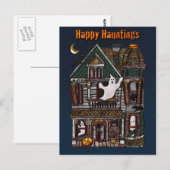 Happy Hauntings Hauntings Haunting House Post Card Briefkaart (Voorkant / Achterkant)
