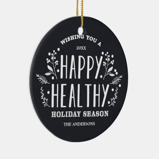 Happy Healthy Holiday | Vakantievorming Keramisch Ornament (Rechts)