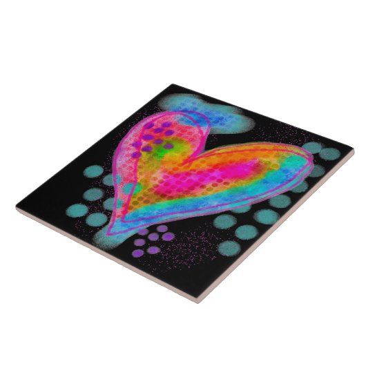 Happy Heart Abstract digitaal schilderen Tegeltje (Zijkant)