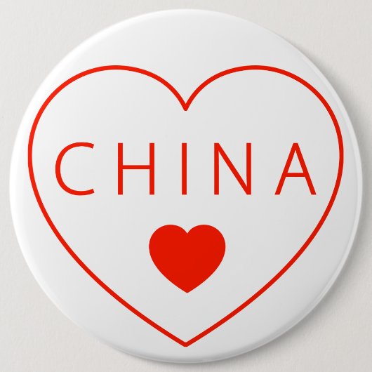 Happy Heart China Ronde Button 6,0 Cm (Voorkant)