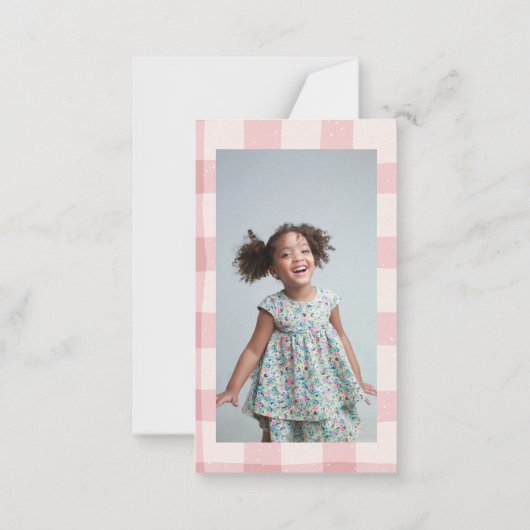 Happy Heart Day Pink Gingham Valentine's Classroom Notitiekaartje (Achterkant)