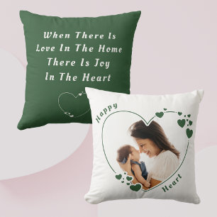 Happy Heart Green Photo Coussin