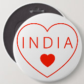 Happy Heart India Ronde Button 6,0 Cm (Voorkant /achterkant)