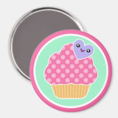 Happy Heart Kawaii Cupcake Magnet (Recto/Verso)