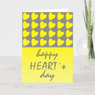 Happy Heart`s Day Yellow Heart Valentijn`s Day Feestdagen Kaart