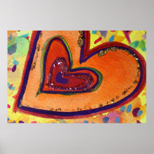 Happy Hearts Painting Art Poster Print