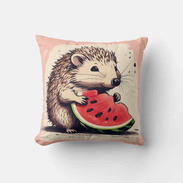 Happy Hedgehog Watermelon Delight Coussin (Recto)