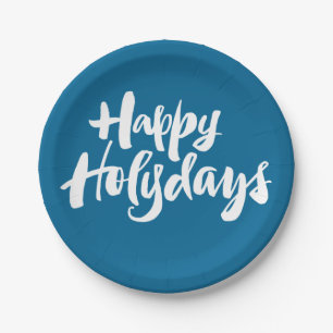 Happy Heilige Dagen Vakantie Holydays Blue Letteri Papieren Bordje