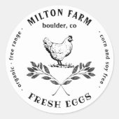 Happy Hens Laurel Branch Oeuf Carton Round Sticker (Devant)