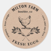 Happy Hens Laurel Branch Oeuf Carton Round Sticker (Devant)