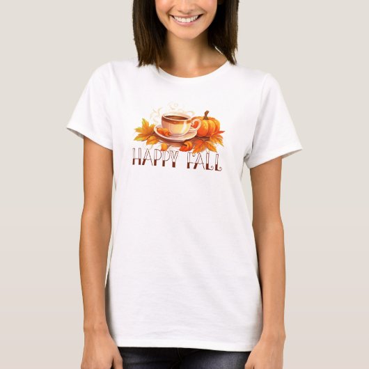 Happy Herfst Coffee Pumpkin T-shirt (Voorkant)