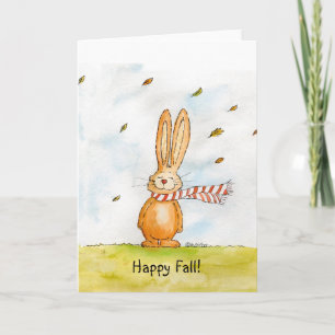 Happy Herfst - Cute Autumn Greetings met Bunny in  Kaart