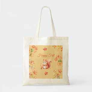 Happy Herfst Eekhoorn in Bladeren Tote Bag