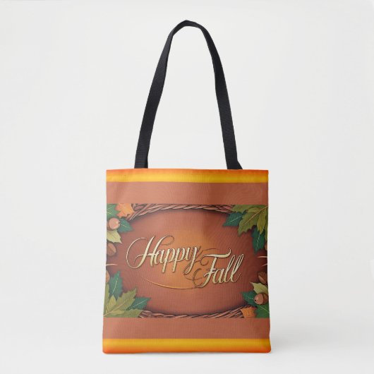 Happy Herfst Full Print Canvas tas (Voorkant)