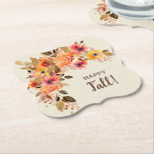Happy Herfst herfst blooms beugel Kartonnen Onderzetters (Gekanteld)