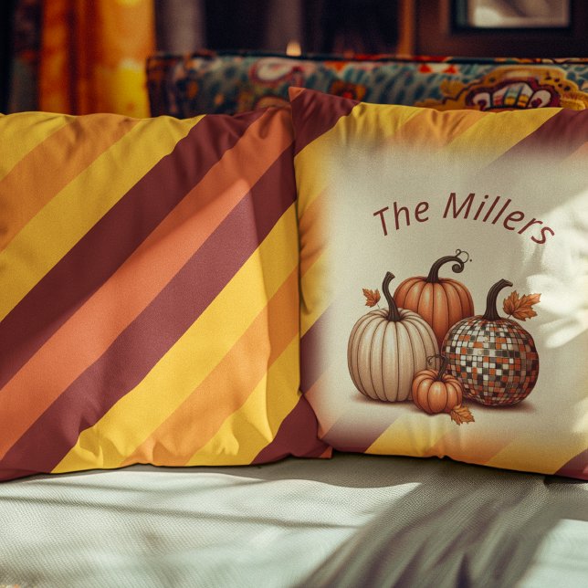Happy Herfst Herfstkleurpatroon gepersonaliseerd Kussen (Happy Fall Autumn colored pattern personalized Throw Pillow)