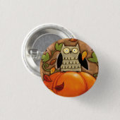 Happy Herfst Owl en Pumpkin Ronde Button 3,2 Cm (Voorkant /achterkant)