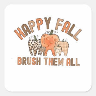 Happy Herfst poets ze alle tandheelkundige tanden Vierkante Sticker