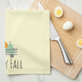 Happy Herfst pompoen in Wagon Pattern Theedoek (Quarter Fold)