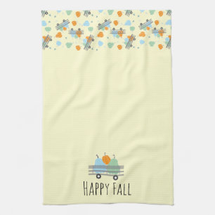 Happy Herfst pompoen in Wagon Pattern Theedoek