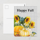 Happy Herfst Pumpkin en Sunflower Briefkaart (Voorkant / Achterkant)