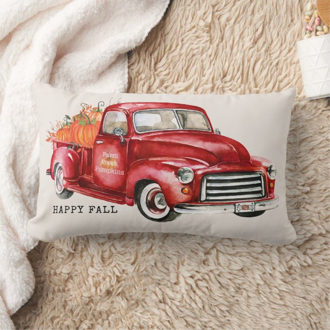 Happy Herfst Red Truck Pumpkins Kussen (Deken)