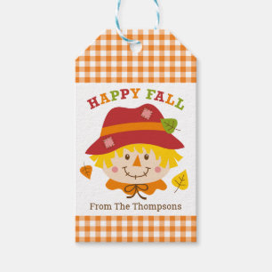 Happy Herfst Scarecrow Boy Gepersonaliseerd Cadeau Cadeaulabel