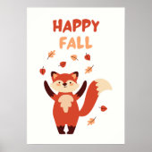 Happy Herfst Schattige Fox Poster (Voorkant)