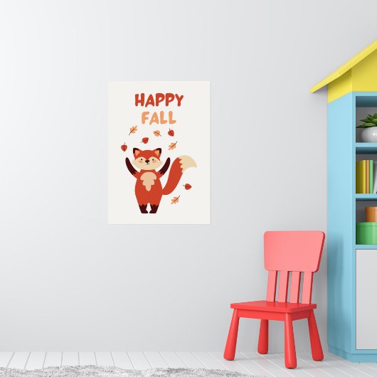 Happy Herfst Schattige Fox Poster (Kinderkamer 1)