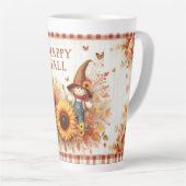 Happy Herfst Schattigee volkskunst vogelverschrikk Latte Mok (Rechterhoek)