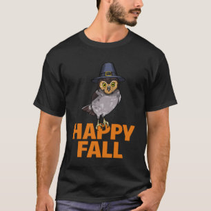 Happy herfst Uilen Hoofd Pompoen Vrouwen Grote Uil T-shirt