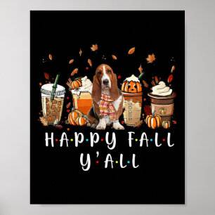 Happy Herfst Y Basset Hound Dog Coffee Pumpkin F Poster