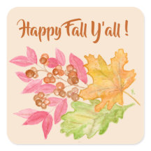 Happy Herfst Y'all Bladeren en bessen Papier