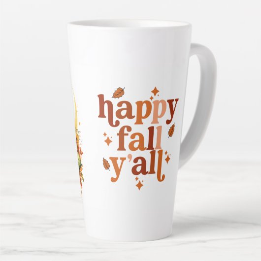 Happy Herfst Y'all Ceramic Latte Mok (Rechterhoek)