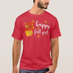 Happy Herfst Y'all Cute Pumpkin Leaves Autumn Herf T-shirt