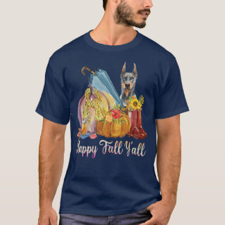 Happy Herfst Y'all Doberman Dog mam Pumpkin Herfst T-shirt