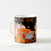 Happy Herfst Y'all Flamingo Truck Pumpkin Autumn T Koffiemok (Voorkant links)