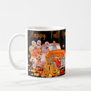 Happy Herfst Y'all Flamingo Truck Pumpkin Autumn T Koffiemok