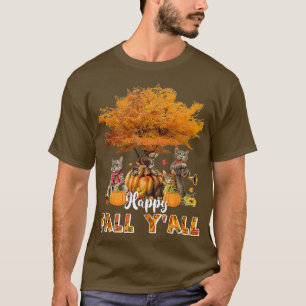 Happy Herfst Y'all Funny Cats Autumn Lover Pumpkin T-shirt