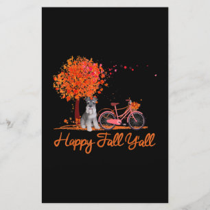 Happy Herfst Yall Funny Schnauzer Dog najaar fiets Briefpapier